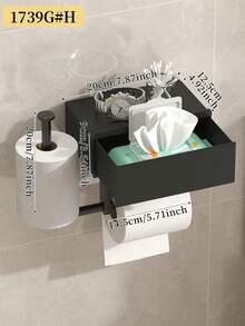 Drawer Tissue Holder With Wet Wipe Box And Paper Roll Storage - Space-Saving Wall-Mounted Toilet Paper Roll Holder, Black/White Paper Roll Dispenser, No Drilling Installation, Suitable For Office, Bathroom - Multicolor - View 14