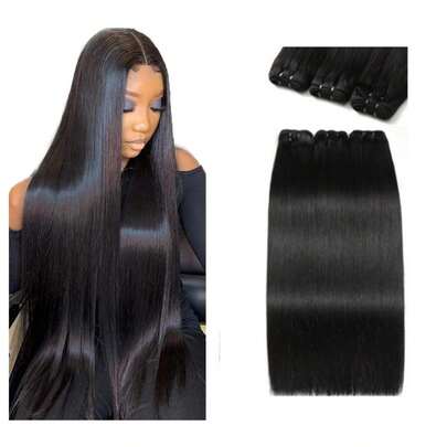 Straight Bundles Human Hair 100% Unprocessed Virgin Hair Straight Human Hair Weave 1-3 Bundles Natural Black Color