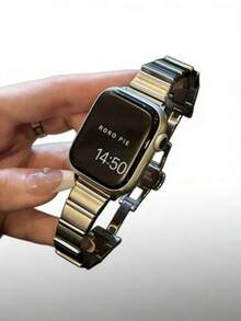 1pc Asymmetric Metal Watch Band, Compatible With Apple Watch 42mm, 38mm, 40mm, 41mm, 44mm, 45mm, 46mm, 49mm Diameter, Fashionable Smart Watch Replacement Strap, Suitable For Series Ultra2, Ultra SE2, SE 11, 10, 9, 8, 7, 6, 5, 4, 3, 2, 1, Unisex - Silver - View 4