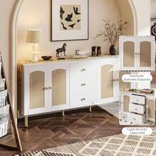 alacenas para Cocina with Drawers 160CM Modern buffetera Mueble with Adjustable Shees Large bufetero para Comedor Suitable for Kitchen Dining Room Living Room Blanco - Blanco - Ver 6