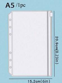 一套12个A6、A5或A7尺寸的袋子，或者两套A6透明六孔拉链袋 - 無色 - 查看 13