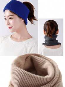 1件装男女通用秋冬保暖羊毛脖套，加厚针织围脖，时尚百搭女士围脖 - 彩色 - 查看 2
