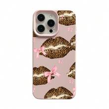 Leopard Lips Phone Case, Chic Style, For Compatible With IPhone 17/17pro/17promax/17Air/Iphone16/16pro/16plus/15/15promax/15pro/11/12/13/14promax/12mini/13mini/11pro/11promax/12pro/12promax/13pro/13promax/14pro/14promax, Fashionable Gift, Cute Bow Design Present - Màu Hồng baby - Xem 4