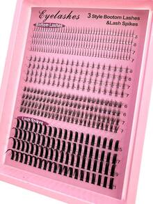 16 Rows Natural Lower Lashes (6-7mm) + Spiky Lashes (15-21mm) Individual Eyelash Extensions Pre-Made Lash Clusters Lightweight Lash Extensions Makeup Accessories - Black - View 13