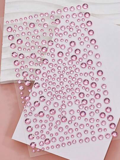 1pc Colorful Round Faux Crystal Rhinestone Face Gems Stickers, DIY Makeup & Party Decoration