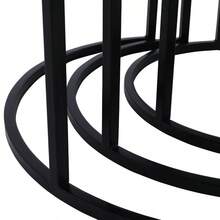 Modern Minimalist 3-Piece Nesting Side Table Set, Sofa Side Table, Living Room Center Coffee Table, Hotel Lobby Display Table, Reception Table, Multi-Purpose Storage Rack. White Marble-Patterned Wood Tabletop, Black Metal Frame, Can Be Stacked Or Placed Separately. - White Marbling - View 7