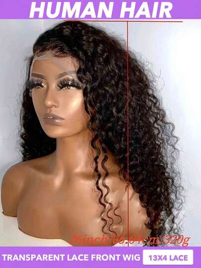 13x4 Lace Front Wigs Human Hair Pre Plucked 180% 250% Density Brazilian Water Wave Human Hair Wigs For Black Women Curly Lace Frontal Wig Natural Color (8-22 24 26 28 30 Inch) Natural Black