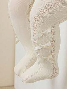 1双女婴公主心形镂空网眼透气舒适连裤袜，适合日常生活或聚会穿着 - 彩色 - 查看 12