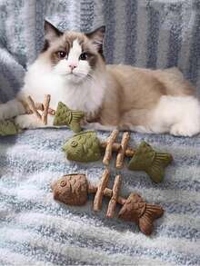 1个鱼骨形猫玩具，猫咪磨牙棒，耐用猫抓棒，猫咪互动玩具 - 魚骨頭 - 查看 2