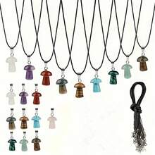 20pcs Vintage Moon Shaped Pendant With Adjustable Black Faux Leather Necklace Chain - Suitable For Jewelry DIY Bracelet And Earring Making, 10pcs Pendant + 10pcs Necklace Chain - Multicolor - View 4