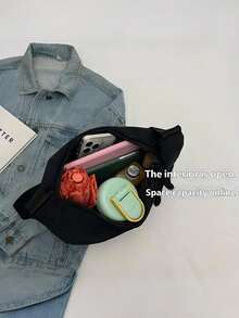 1个灯芯绒多功能拉链校园单肩包，简约百搭学生文具包，新款大容量高端时尚通勤单肩包，可装笔记本电脑、平板电脑和其他学习用品，适合各种场合 - 彩色 - 查看 9