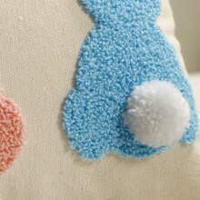 1pc Easter Bunny Rabbit Embroidered Pillow Case 12 X 20 Colorful Bunny Throw Pillow Cover Spring Holiday Decorative Throw Pillow Easter Pillowcase Square Cushion Cover For Couch, Home Decor, Room Decor, Cover Only