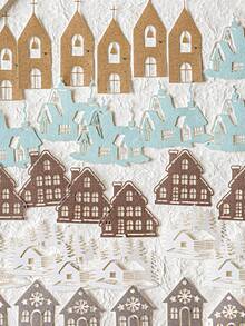 1包白色牛皮纸镂空材料包，冬季觅食系列，简约冬季雪景剪贴簿贴纸 - 彩色 - 查看 2