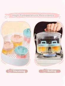 4个可重复使用的煮蛋杯，4种形状的蒸蛋模具，多功能厨房工具，果冻模具，蛋糕和巧克力模具 - 彩色 - 查看 3