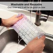 1pc English & Spanish Numeric Keypad MQ052LL/A A1843 US Layout Silicone Keyboard Cover - Ultra Soft, Dust-Proof, Light Foggy Blue Design - ANSI Layout (US Version) - View 4