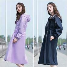 女士带帽雨衣 - 长帽檐，全身防护，适合骑行、摩托车和徒步旅行 - 休闲风格，步行雨衣，摩托车装备，雨具 - 彩色 - 查看 2