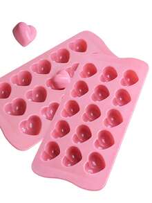 1pc Pink Silicone Ice Cube Tray Mold Transparent Heart-Shaped Ice Cube Tray For Home Kitchen Ice Cube And Chocolate Mold - Pink - View 1