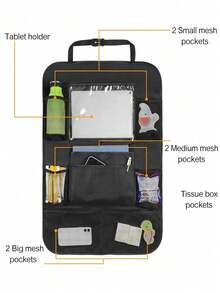 1pc Car Backseat Storage Organizer Bag, Durable Water-Resistant Oxford Fabric Car Backseat Organizer With Tablet Holder, 6 Mesh Pockets And 2 Snack Toy Pockets, Car Travel Accessory - Chair Back Style - View 4
