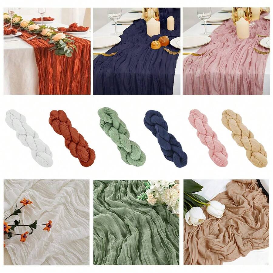 10 Pcs Sage Green Cheesecloth Table Runners, Boho Gauze Table Decor For Weddings, Parties, And Birthdays, Durable Polyester Fabric, Elegant And Versatile Design - Multicolor - View 1