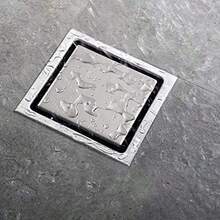 AZOS Drenaje de Piso Cuadrado - Desage de Grueso Drenaje de Piso Acero Inoxidable Cuadrado Anti-Olor Bao Piso Cubierta de Desage Puerta de Desage Ducha Escurridor -150x150mm Coladera de bao - niquel cepillado - Ver 1
