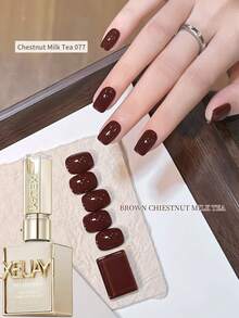 XEIJAYI 6 Colors 15ml Caramel Brown Series Gel Nail Polish, Glossy & Shiny Semi-Permanent Solid Color Nail Polish, Removable UV Nail Polish, Autumn/Winter Nail Design - 彩色 - 查看 12