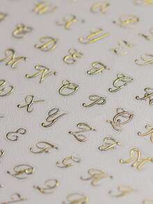 4pcs/Set Roman Letter Nail Art Stickers Gothic Golden Silvery Black White Old Alphabet Nail Art Decals Self Adhesive English Words Sliders DIY Manicure Decorations - 彩色 - 查看 6