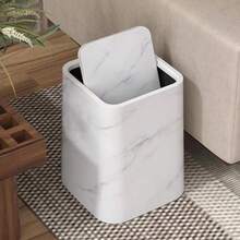 2026 New Marble Trash Can, Household Use For Living Room, Bathroom, Kitchen, Bedroom, Flip Cover Toilet Paper Holder, Hotel & Homestay, Luxury High Capacity Waste Bin - Multicolor - View 4