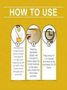 jakehoe Ceramic Repair Kit - Gold Glue Deep Bonding Adhesive For Broken Ceramics, Glass, Tile, Marble Crack Fissure Repair - Yellow - View 9