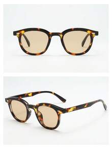 1pc Cat Eye Small Frame Fashion Glasses, High-Quality Personality Minimalist Fashion Glasses, Suitable For Party, Casual, Travel, Beach, Daily Wear - Tortoise Shell Frame Tea - View 6