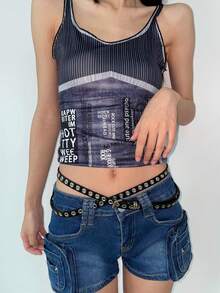 1 pieza Cinturón casual de mujer de doble capa y extensión, hebilla de metal retro extra larga, correa de cuero delgada de estilo vaquero occidental, adecuado para atuendos diarios y de fiesta - Negro - Ver 2