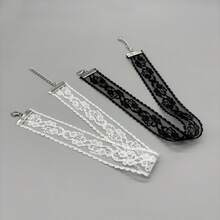 1pc2026 New Hot-Selling Rose Lace Hollow Choker Necklace For Women, French Retro Ins Style, Niche Design, Stackable Necklace, Light Luxury Versatile Women's Necklace Accessory, Stackable Artifact To Modify Neckline, Daily Commute / Date / Girlfriends Outing / Music Festival / Party / Photoshoot / Must-Have For Outfits, Not Easy To Snag, Comfortable, Non-Tight Lace Choker - trắng - Xem 1