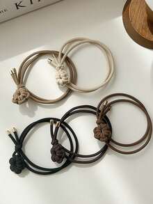 5pcs Stretchy Woven Flower Hair Ties, Hair Scrunchies For Women ,Ponytail Holders ,Hair Elastics ,Hair Rubber Bands ,Hair Rope , - Multicolor - View 5