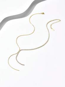 1件新款创意长流苏Y型时尚简约优雅百搭项链吊坠，镶嵌水钻，适合作为节日派对礼物 - 項鍊 - 查看 4