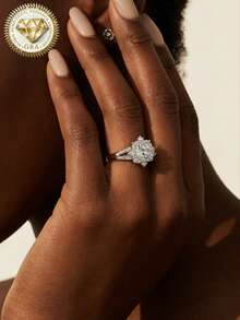 1 chiếc nhẫn đính hôn nữ, nhẫn hình quả trứng bông tuyết, 2.8g bạc sterling 925, đá Moissanite 1.5 carat, kiểu dáng dễ thương, thích hợp làm quà tặng đính hôn, cầu hôn, kỷ niệm ngày cưới, quà tặng ngày Valentine, kèm giấy chứng nhận Moissanite và hộp quà sang trọng. - Bạc - Xem 4