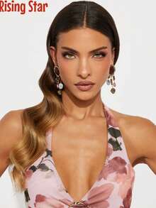 1 Pair Of Bohemian Style Amber Tassel Pendant Earrings For Women, Retro Geometric Resin Imitation Gemstone Earrings, Niche Design, Light Luxury, High-End, Long Earrings - Amber Tassels - View 3