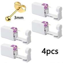 Kit de perforación de oreja desechable de 1/2/4/6/8 piezas con aretes incorporados - Dorado - Ver 12