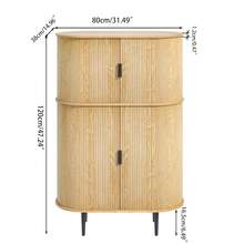 47.27" Fluted Storage Cabinet,  Narrow Sideboard Buffet, Console Cabinet With Sliding Doors - gỗ - Xem 2