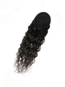 水波纹马尾辫真人发接发片马尾夹式接发片抽绳真人发马尾辫接发片自然黑女士 - Natural Black - 查看 6