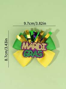 2个装嘉年华绿色黄色基础款蝴蝶结发夹，适合女孩，布艺闪光字装饰蝴蝶结发夹，适合青少年，时尚鳄鱼夹嘉年华发饰，适合青少年嘉年华派对礼物 - 彩色 - 查看 5