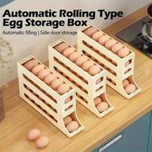 Refrigerator Egg Storage Box, Automatic Egg Rolling Rack, Large Capacity Refrigerator Dedicated Egg Rack Storage Box, Rolling Egg Storage Box, Refrigerator Side Door Egg Paper Box, Egg Holder Dedicated Fresh-Keeping Box - White - View 5
