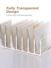 1pc Transparent Acrylic 7-Compartment Eyeshadow Palette Makeup Organizer Display Stand For Vanity Desk - Clear - View 3