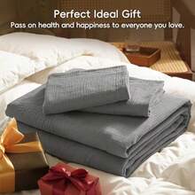 100 Cotton Muslin Duvet Cover Set King Size3 Pcs Ultra Soft Breathable Lightweight Gauze Bedding Set With 2 Pillowcases Textured Home Decor With Button 104*90 Dark Grey No Insert - Grey - View 6