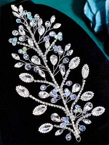 1pc Elegant Crystal & Rhinestone Bridal Headband, Suitable For Wedding, Party, Prom, Formal Occasions - Silver - View 8