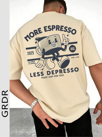 Herren süßes T-Shirt mit Buchstaben-Muster, geeignet für den Sommer, modisch führend