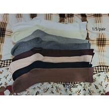 1双/5双装女士加厚羊绒混纺过膝袜，秋冬季保暖 - 彩色 - 查看 7