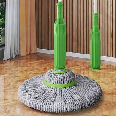Wireless Self-Rotating Screwless Mop With Durable Plastic/Metal Handle - No Electricity Required. The Mop Head Is Washable And Reusable, Suitable For Cleaning Floors In Various Places Such As Bedrooms, Bathrooms, Kitchens, And Living Rooms. | Modern Cleaning Tool | Strong Stain Removal. Christmas Gift, Present, Fun Gift, Ramadan Gift, Personalized Gift.