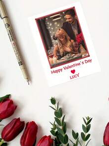 A Set Of Customized Valentine's Day Heart-Shaped Photo Greeting Cards To Wish You A "Happy Valentine's Day," Including Editable Photos, Text Messages, Printable Detail Cards, Valentine's Day Commemorative Cards, Attachment Cards, And Editable Templates. A Personalized Gift For Your Wife, Lover, Or Sweetheart, Perfectly Paired With Flowers. - Multicolor - View 3