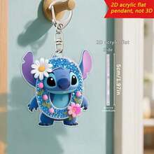 2D 图形设计，史迪奇字母钥匙扣，26 个“A-Z”花卉卡通图案，亚克力吊坠带链，适用于包包钥匙和车钥匙，旅行配件礼品，可爱花卉钥匙扣设计，光滑表面，钥匙扣，装饰钥匙扣，卡通钥匙扣，圣诞礼物，粉丝礼物，2D 图形礼品（如果产品不透明，请撕掉印刷背面的保护膜）。 - 彩色 - 查看 24