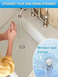 1/2pcs Bounce-Back Sink Drain Plug, Chrome Plated Plastic Body, Pop-Up Bathroom Sink Stopper With Hair Catcher & Drain Strainer, Fits 3.4-4.0cm Drain, Removable & Easy To Clean Basket, Prevents Clogging And Jewelry Loss - Silver - View 9