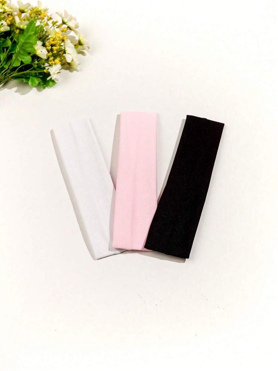 3pcs Solid Color Sports & Yoga Headbands, Casual & Versatile, School Stuff, College Fall Winter Hair Band Hair Accessories For Women For Vacation Outfits Woman Elegant Scarf Women Bandanas,Hair Accerssories,Headbands For Women,Clothes,Mardii Gras,Valentine's Day,Travel Essential,Pink,Workout Sweat Headband,Gym Hair Accessory,Fall Winter Hair Band,Vacation Hair Accessory,School Daily Headband,Solid Color Hair Band,Versatile Women Headband,Elegant Sports Headband,Valentine Gift Headband,Travel Hair Accessory - 彩色 - 查看 1